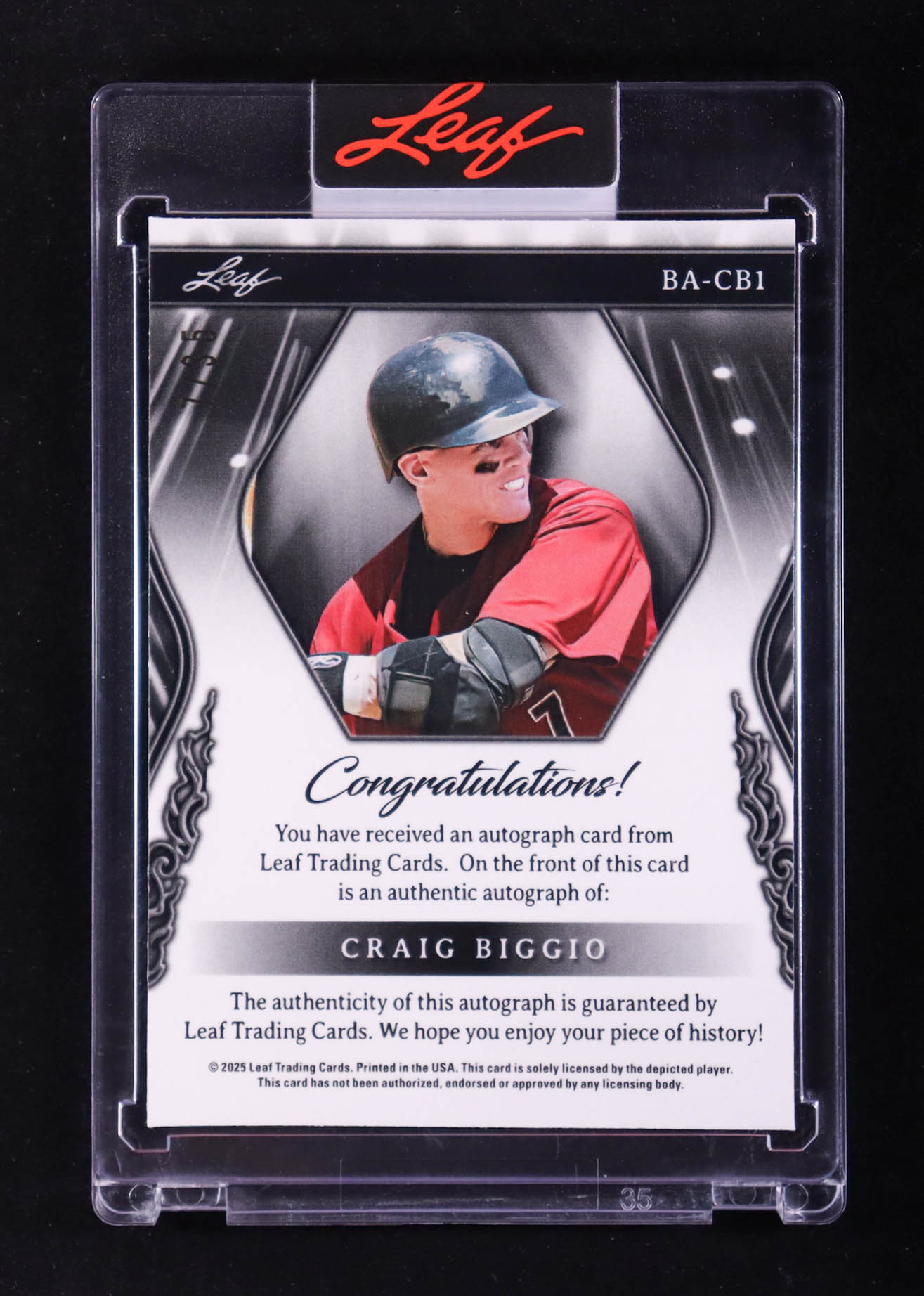 Craig Biggio 2025 Leaf Sports Heroes Autograph Silver Crystal #BACB1 #07/35 at PristineAuction.com Craig Biggio 2025 Leaf Sports Heroes Autograph Silver Crystal #BACB1 #07/35 at PristineAuction.com