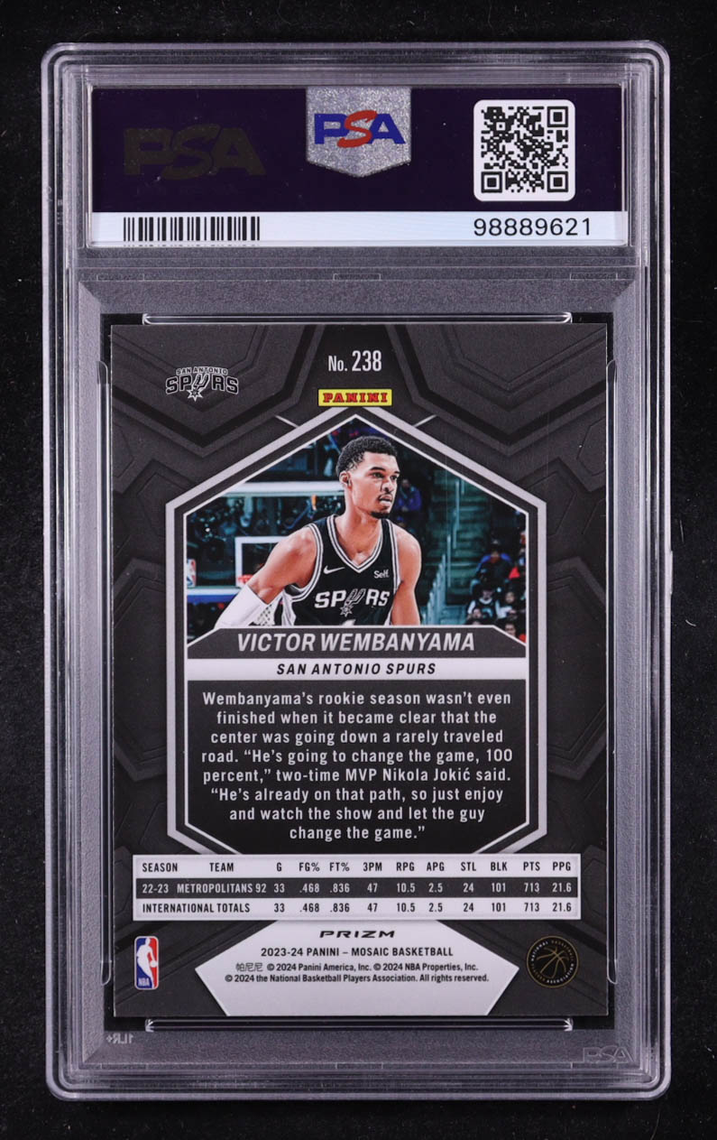 Victor Wembanyama 2023-24 Panini Mosaic Silver #238 RC (PSA 9) at PristineAuction.com Victor Wembanyama 2023-24 Panini Mosaic Silver #238 RC (PSA 9) at PristineAuction.com