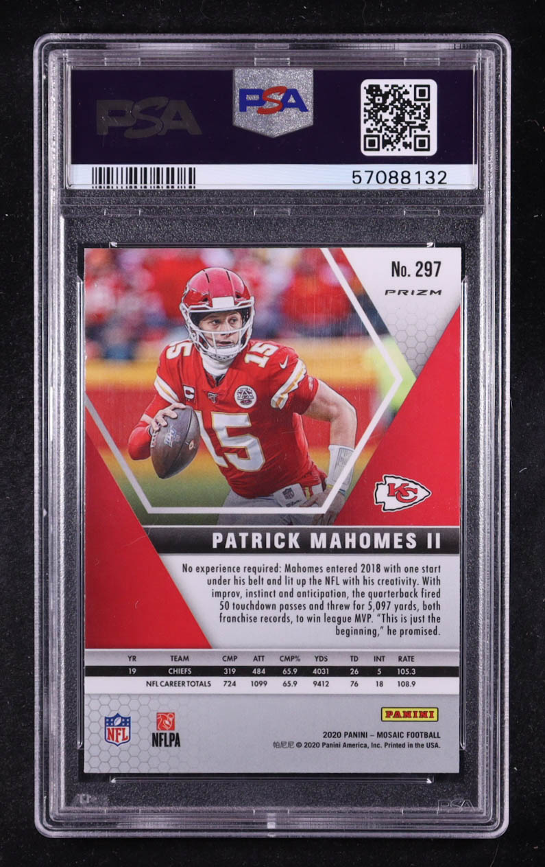 Patrick Mahomes II 2020 Panini Mosaic Mosaic Green #297 MVP (PSA 10) at PristineAuction.com Patrick Mahomes II 2020 Panini Mosaic Mosaic Green #297 MVP (PSA 10) at PristineAuction.com