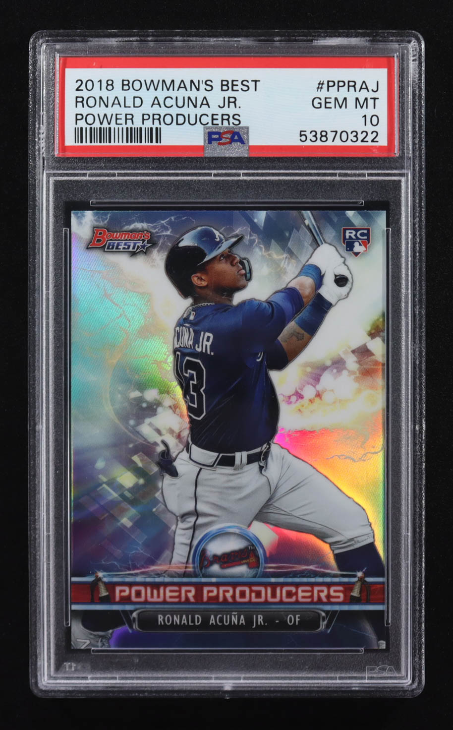 Ronald Acuna 2018 Bowman's Best Power Producers Refractors #PPRAJ RC (PSA 10) at PristineAuction.com Ronald Acuna 2018 Bowman's Best Power Producers Refractors #PPRAJ RC (PSA 10) at PristineAuction.com