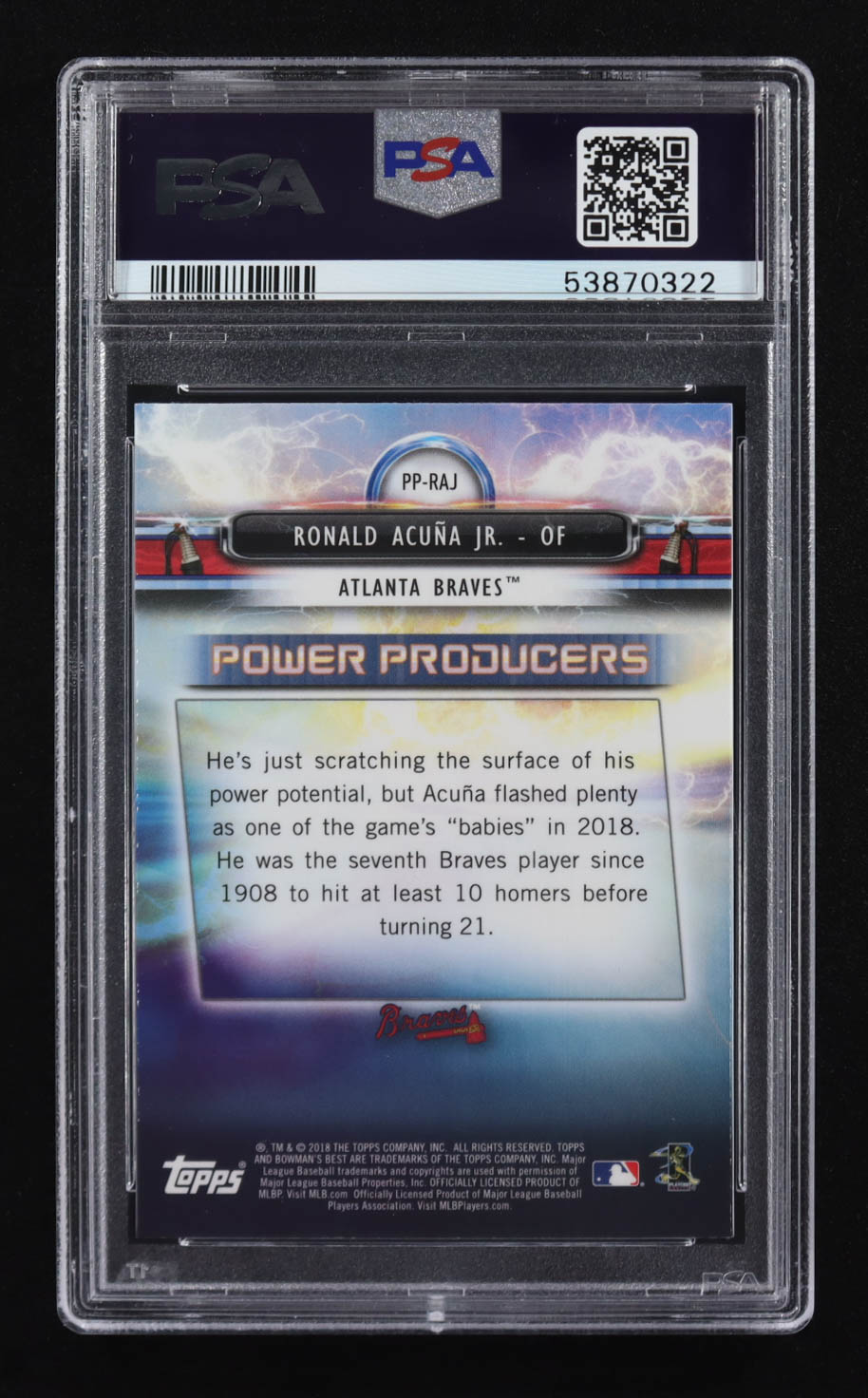Ronald Acuna 2018 Bowman's Best Power Producers Refractors #PPRAJ RC (PSA 10) at PristineAuction.com Ronald Acuna 2018 Bowman's Best Power Producers Refractors #PPRAJ RC (PSA 10) at PristineAuction.com