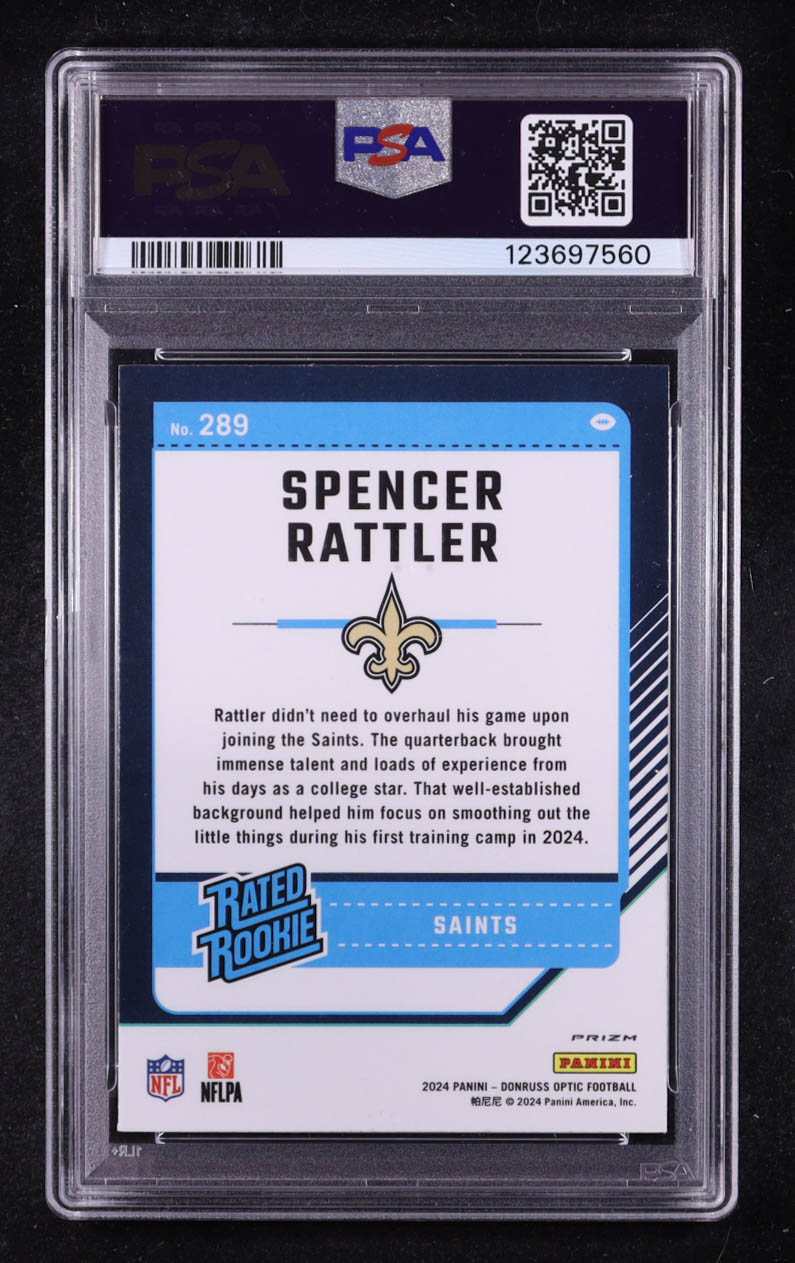 Spencer Rattler 2024 Donruss Optic Green Velocity #289 RR (PSA 10) at PristineAuction.com Spencer Rattler 2024 Donruss Optic Green Velocity #289 RR (PSA 10) at PristineAuction.com