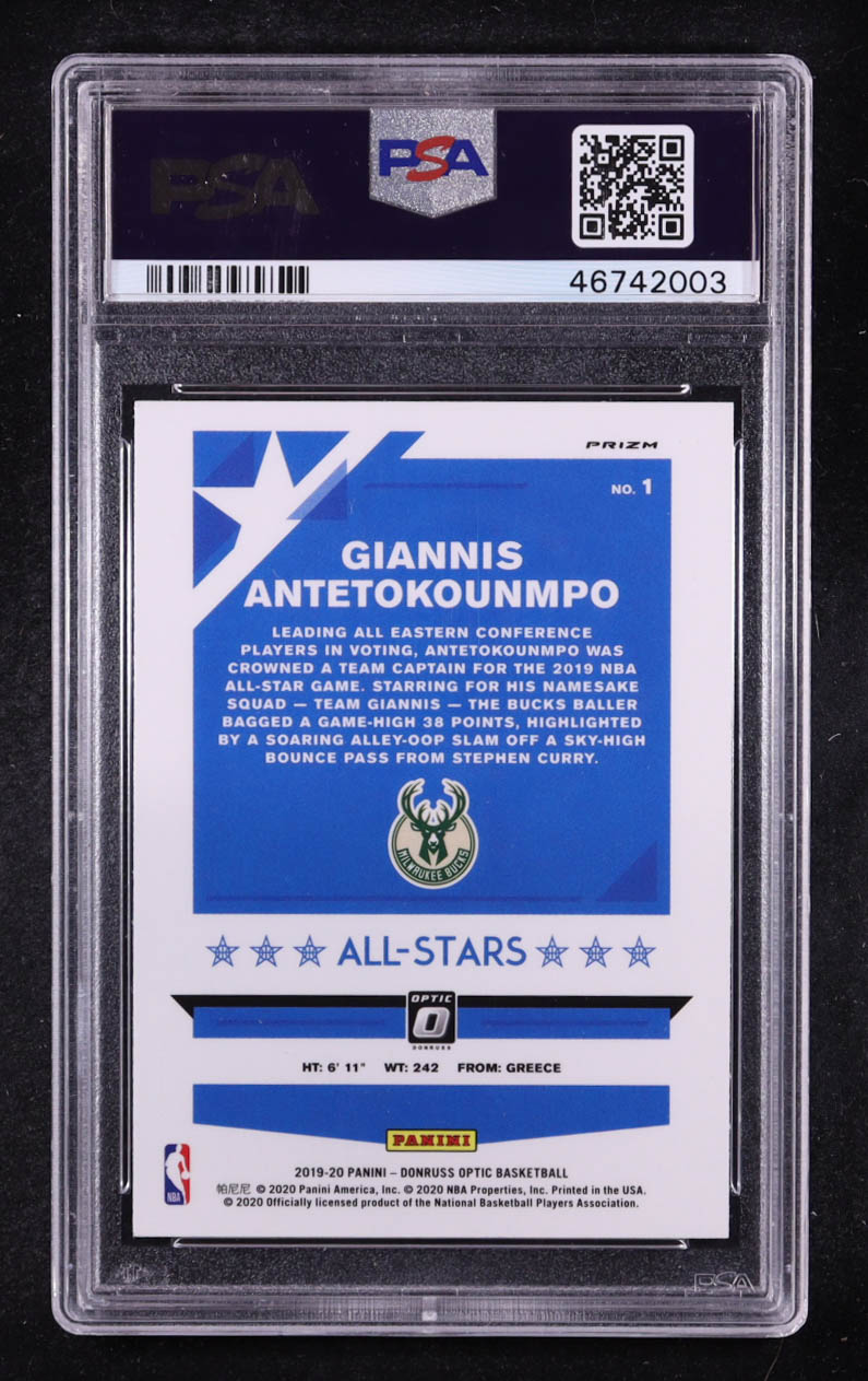 Giannis Antetokounmpo 2019-20 Donruss Optic All Stars Holo #1 (PSA 10) at PristineAuction.com Giannis Antetokounmpo 2019-20 Donruss Optic All Stars Holo #1 (PSA 10) at PristineAuction.com