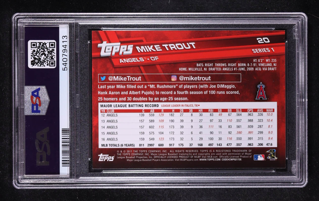 Mike Trout 2017 Topps Leaving Dugout #20 (PSA 9) at PristineAuction.com Mike Trout 2017 Topps Leaving Dugout #20 (PSA 9) at PristineAuction.com