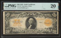 1922 $20 Twenty Dollars Gold Certificate (PMG Very Fine 20) at PristineAuction.com