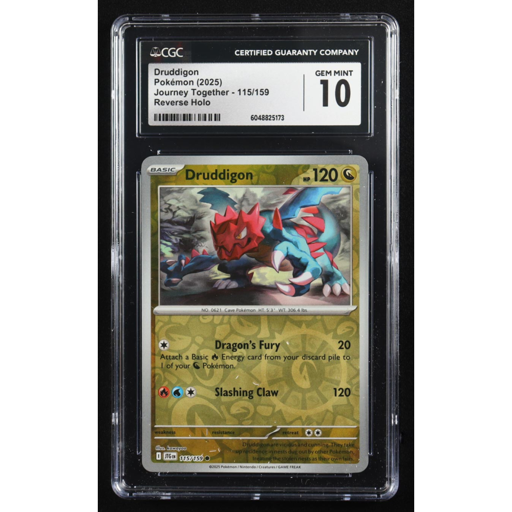 Druddigon 2025 Pokemon Journey Together #115 (CGC 10) at PristineAuction.com