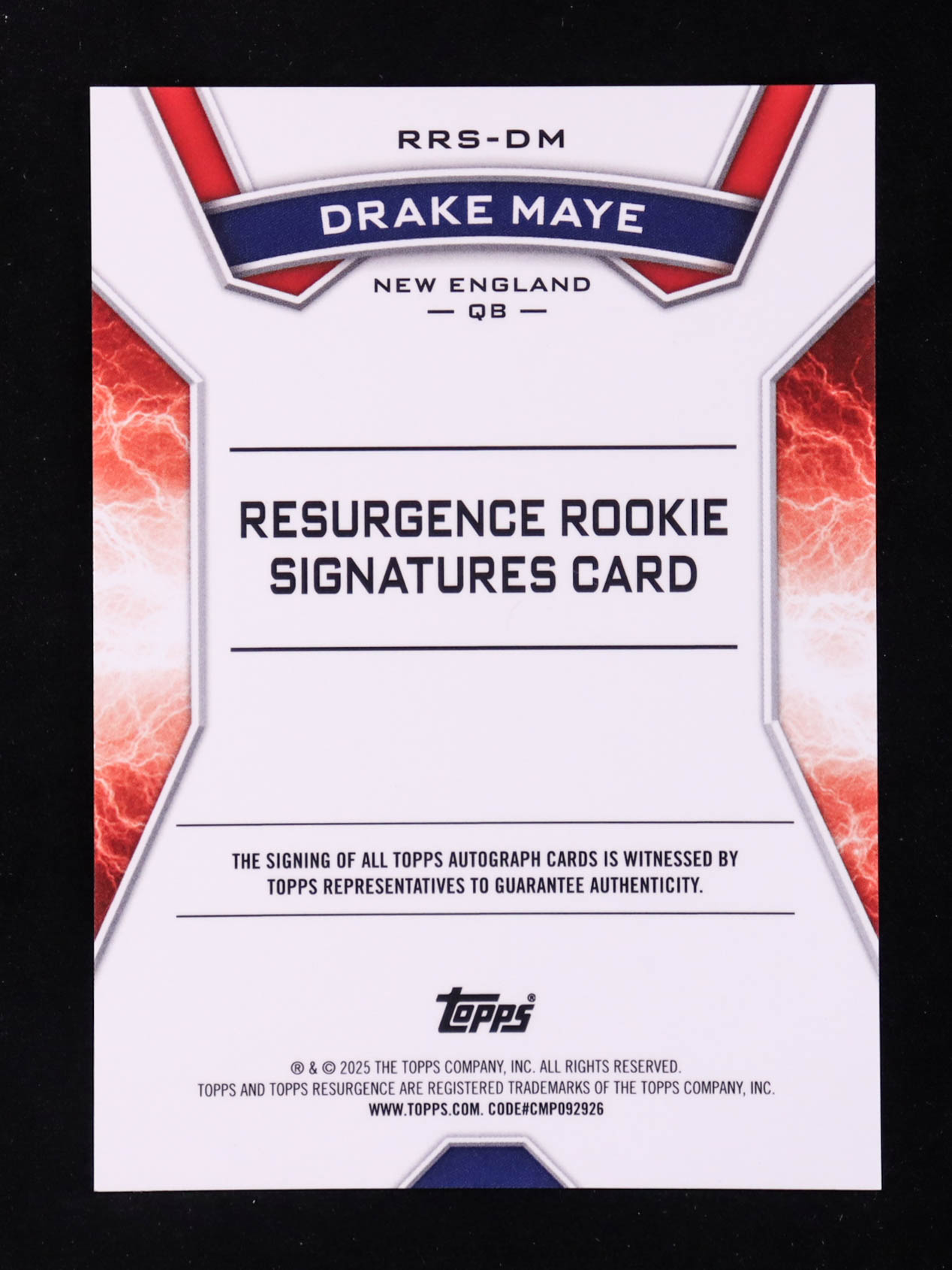 Drake Maye 2024 Topps Resurgence Resurgence Rookie Signatures #RRSDM RC at PristineAuction.com Drake Maye 2024 Topps Resurgence Resurgence Rookie Signatures #RRSDM RC at PristineAuction.com