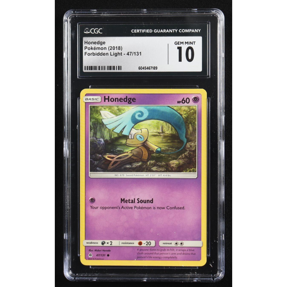 Honedge 2018 Pokemon Forbidden Light #47 (CGC 10) at PristineAuction.com