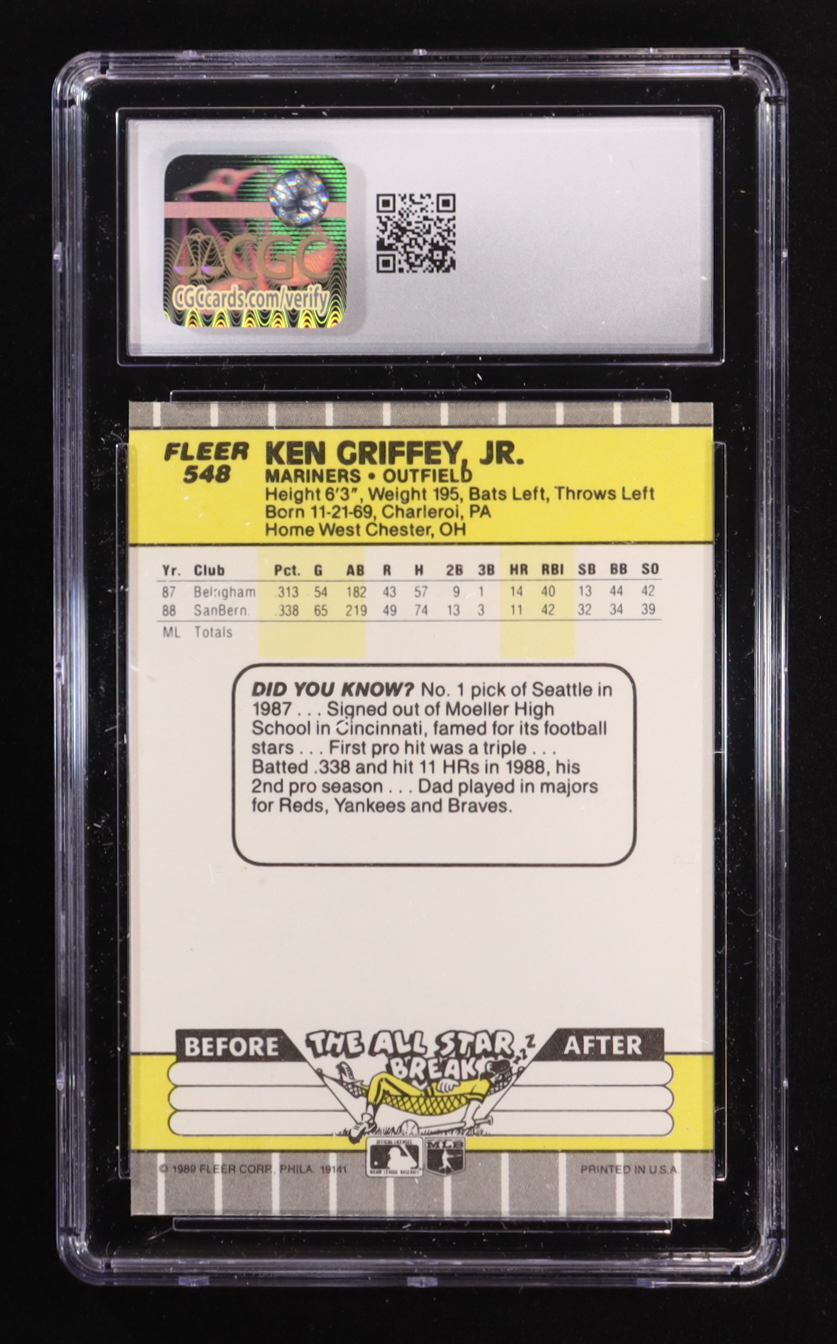 Ken Griffey Jr. 1989 Fleer #548 RC (CGC 8) at PristineAuction.com Ken Griffey Jr. 1989 Fleer #548 RC (CGC 8) at PristineAuction.com