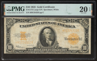 1922 $10 Ten Dollars Gold Certificate (PMG Very Fine 20 EPQ) at PristineAuction.com