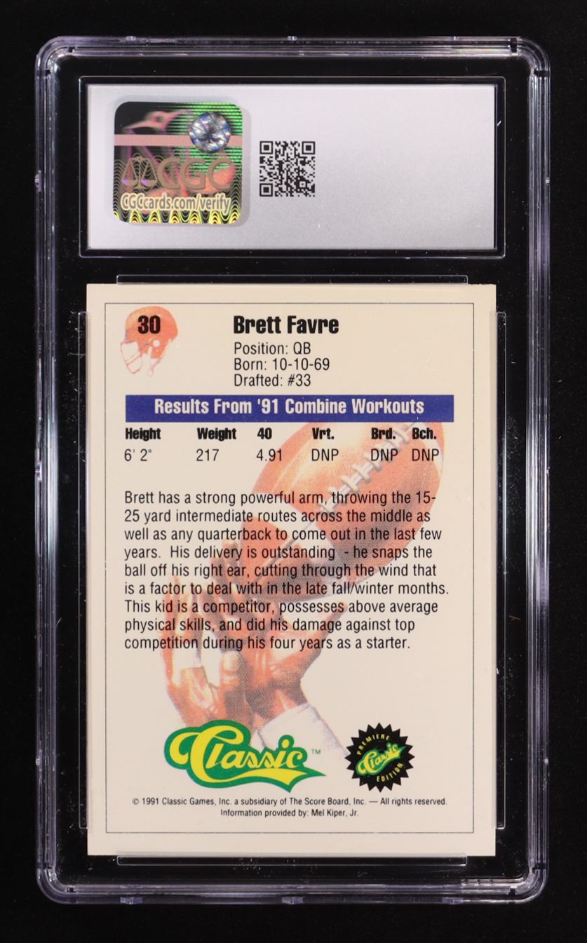 Brett Favre 1991 Classic #30 RC (CGC 7) at PristineAuction.com Brett Favre 1991 Classic #30 RC (CGC 7) at PristineAuction.com