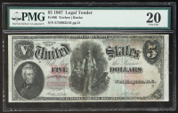 1907 United States Legal Tender $5 Five Note (PMG VF 20) at PristineAuction.com