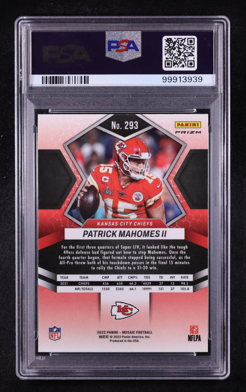 Patrick Mahomes II 2022 Panini Mosaic Mosaic Reactive Orange #293 (PSA 10) at PristineAuction.com Patrick Mahomes II 2022 Panini Mosaic Mosaic Reactive Orange #293 (PSA 10) at PristineAuction.com