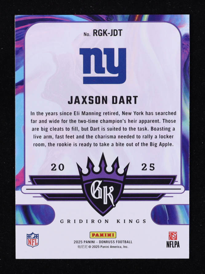 Jaxson Dart 2025 Donruss Rookie Gridiron Kings #18 RC at PristineAuction.com Jaxson Dart 2025 Donruss Rookie Gridiron Kings #18 RC at PristineAuction.com