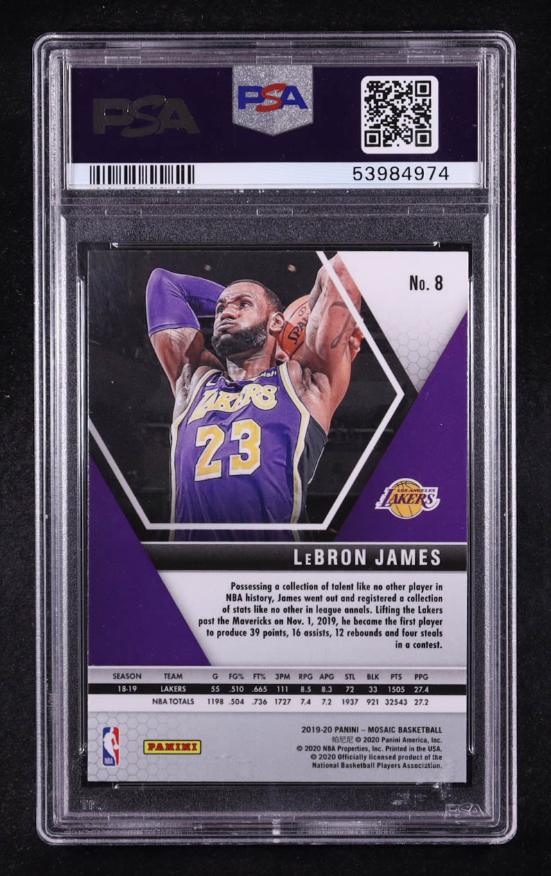 LeBron James 2019-20 Panini Mosaic Mosaic #8 (PSA 10) at PristineAuction.com LeBron James 2019-20 Panini Mosaic Mosaic #8 (PSA 10) at PristineAuction.com