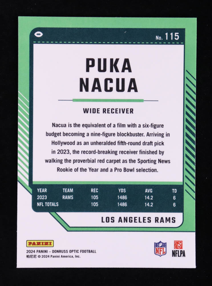 Puka Nacua 2024 Donruss Optic #115 at PristineAuction.com Puka Nacua 2024 Donruss Optic #115 at PristineAuction.com