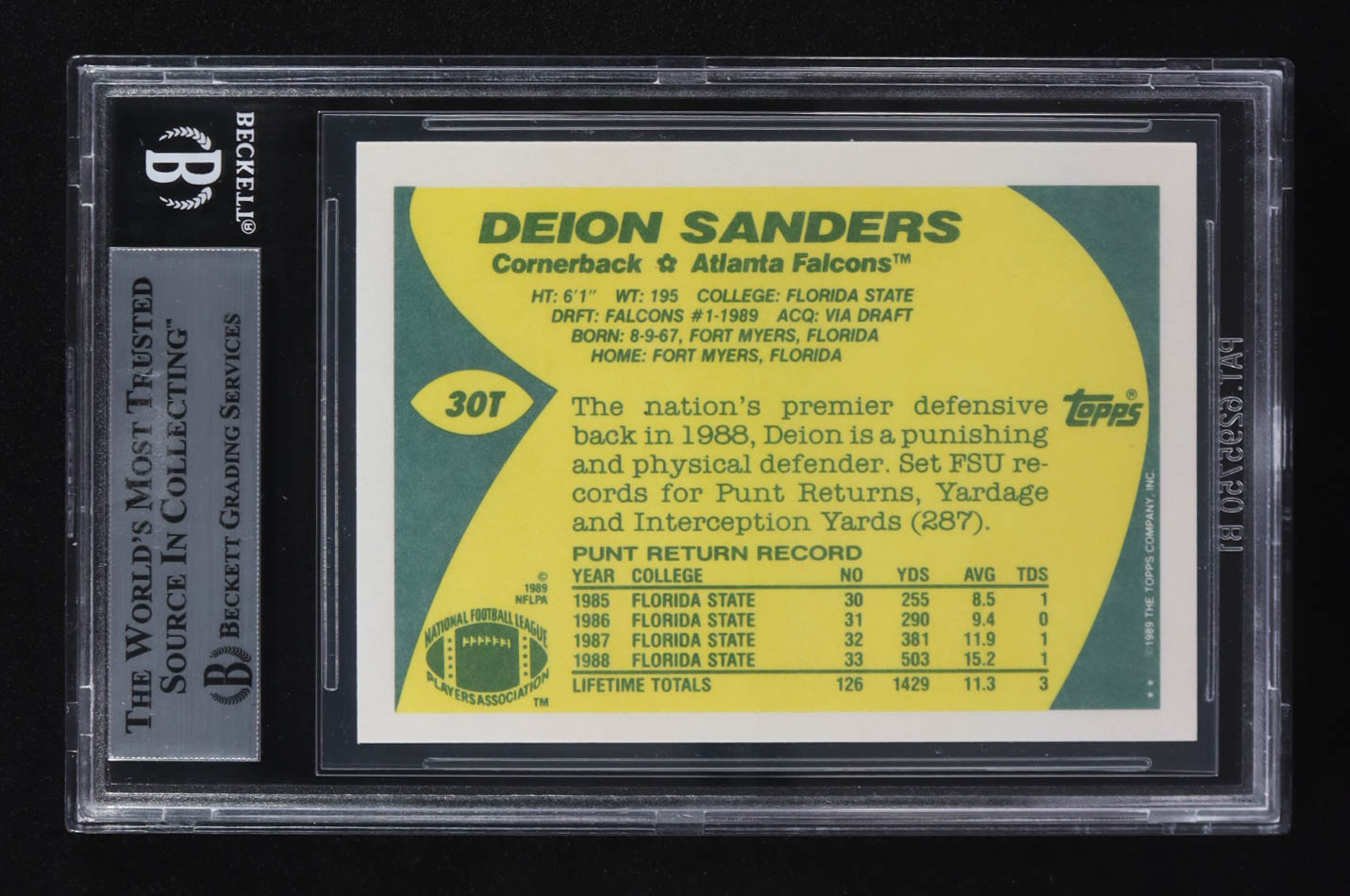 Deion Sanders 1989 Topps Traded #30T RC (BGS 9) at PristineAuction.com Deion Sanders 1989 Topps Traded #30T RC (BGS 9) at PristineAuction.com