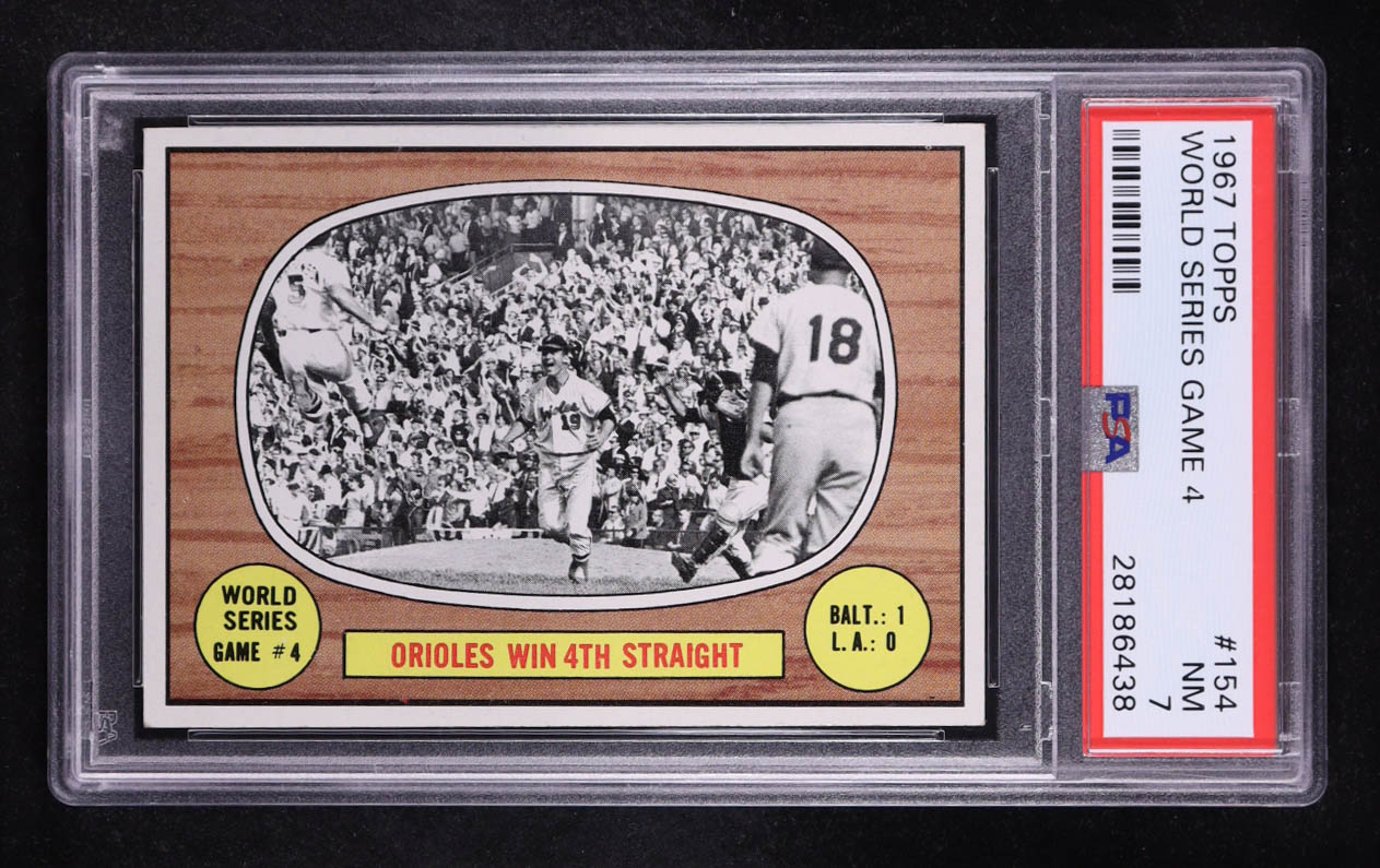 Frank Robinson / Dave McNally 1967 Topps #154 World Series Game 4 (PSA 7) at PristineAuction.com Frank Robinson / Dave McNally 1967 Topps #154 World Series Game 4 (PSA 7) at PristineAuction.com