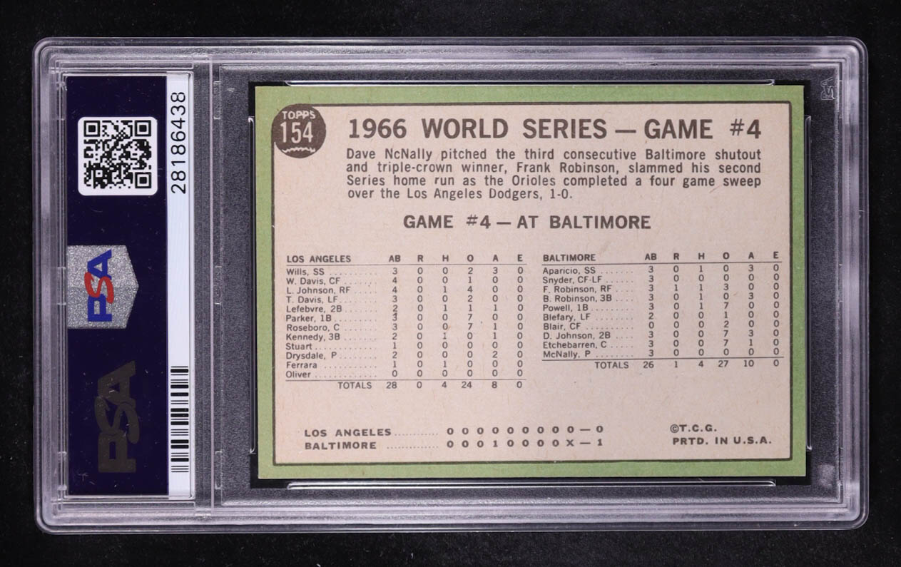 Frank Robinson / Dave McNally 1967 Topps #154 World Series Game 4 (PSA 7) at PristineAuction.com Frank Robinson / Dave McNally 1967 Topps #154 World Series Game 4 (PSA 7) at PristineAuction.com