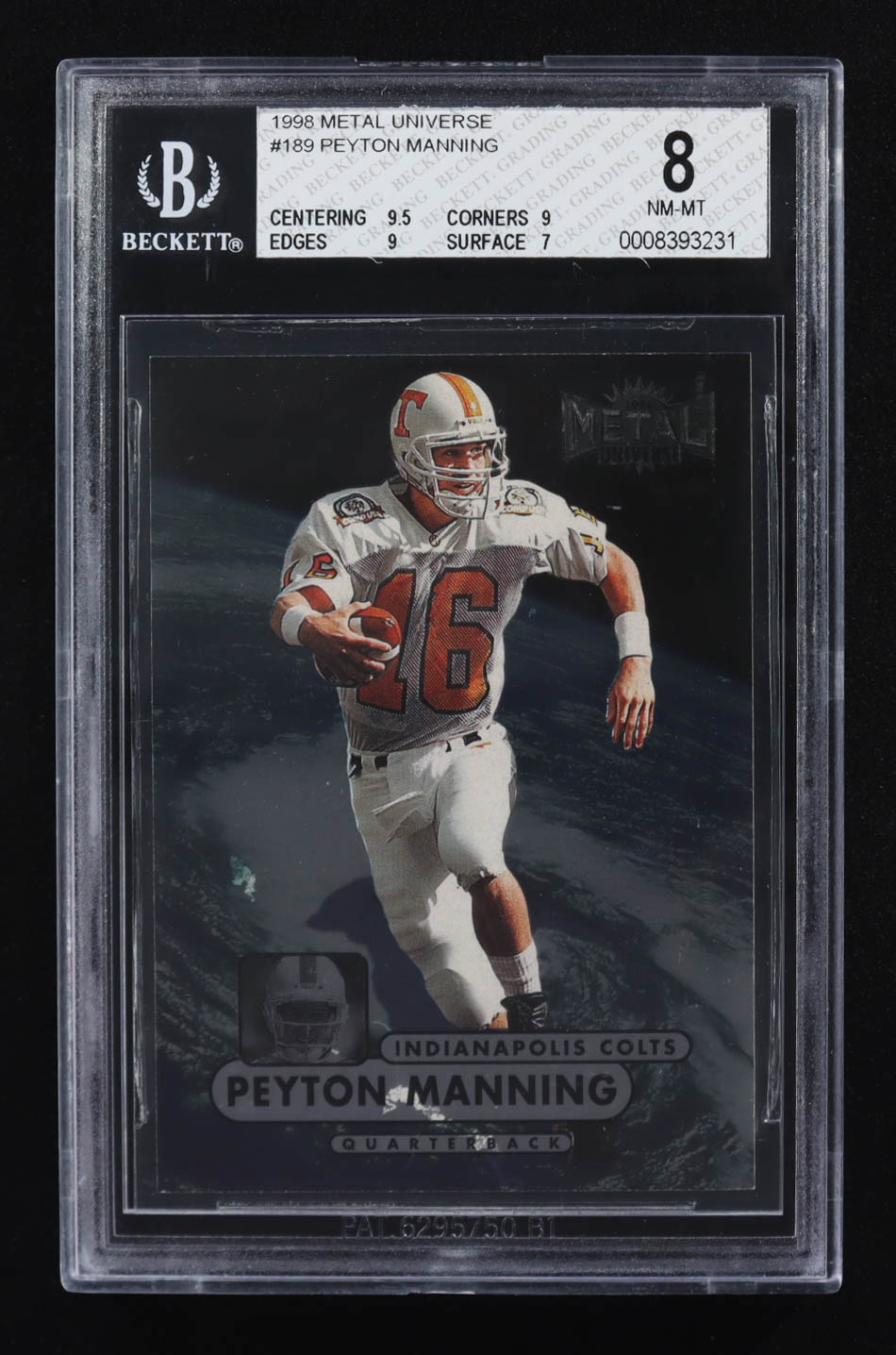 Peyton Manning 1998 Metal Universe #189 RC (BGS 8) at PristineAuction.com Peyton Manning 1998 Metal Universe #189 RC (BGS 8) at PristineAuction.com