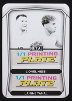 Lamine Yamal / Lionel Messi 2024 Leaf Holiday Printing Plates Black #HHD11 #1/1 at PristineAuction.com