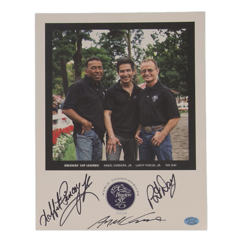 Angel Cordero Jr., Laffit Pincay Jr., & Pat Day Signed "Breeders' Cup Legends" 8x10 Photo (Stacks of Plaques) at PristineAuction.com Angel Cordero Jr., Laffit Pincay Jr., & Pat Day Signed "Breeders' Cup Legends" 8x10 Photo (Stacks of Plaques) at PristineAuction.com