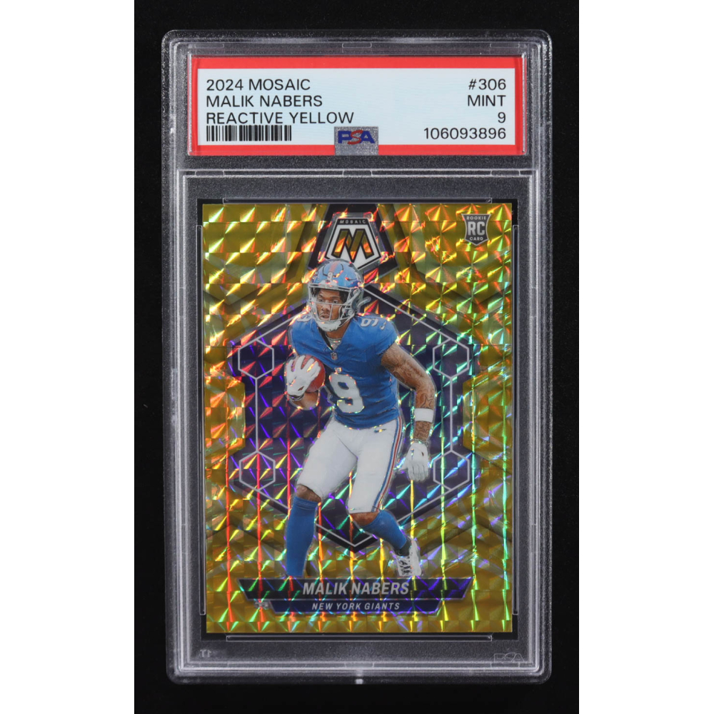 Malik Nabers 2024 Panini Mosaic Reactive Yellow #306 RC (PSA 9) at PristineAuction.com
