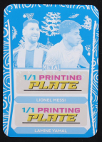 Lamine Yamal / Lionel Messi 2024 Leaf Holiday Printing Plates Cyan #HHD11 #1/1 at PristineAuction.com