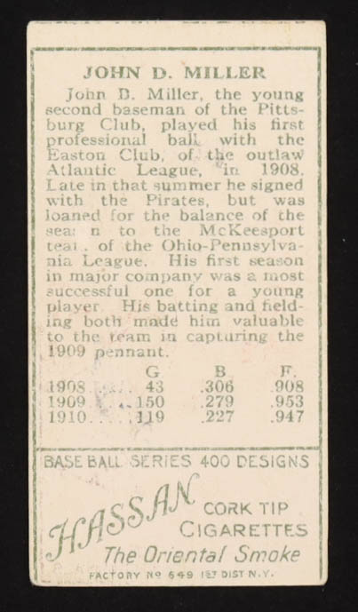 Dots Miller 1911 T205 Gold Border #138 at PristineAuction.com Dots Miller 1911 T205 Gold Border #138 at PristineAuction.com