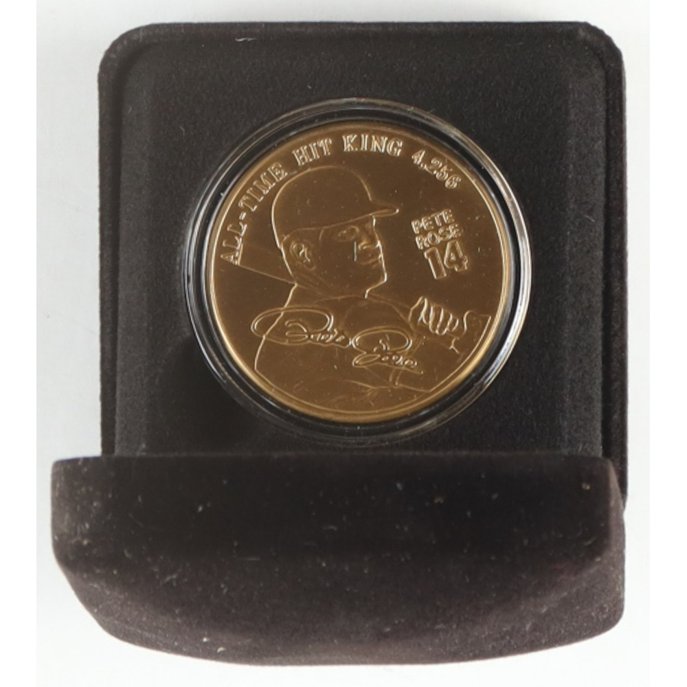Pete Rose LE Reds 4256 Solid Bronze Coin with Case at PristineAuction.com