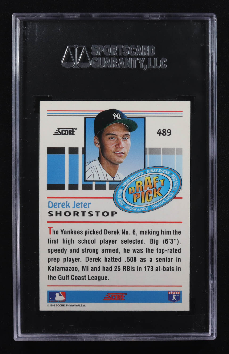 Derek Jeter 1993 Score Rookie #489 RC (SGC 9) at PristineAuction.com Derek Jeter 1993 Score Rookie #489 RC (SGC 9) at PristineAuction.com