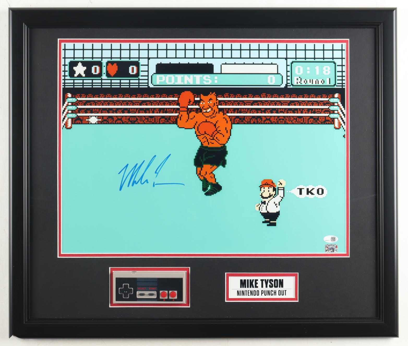 Mike Tyson Signed "Punch-Out!!" Custom Framed Photo Display with Nintendo Controller (Tyson & JSA) at PristineAuction.com Mike Tyson Signed "Punch-Out!!" Custom Framed Photo Display with Nintendo Controller (Tyson & JSA) at PristineAuction.com