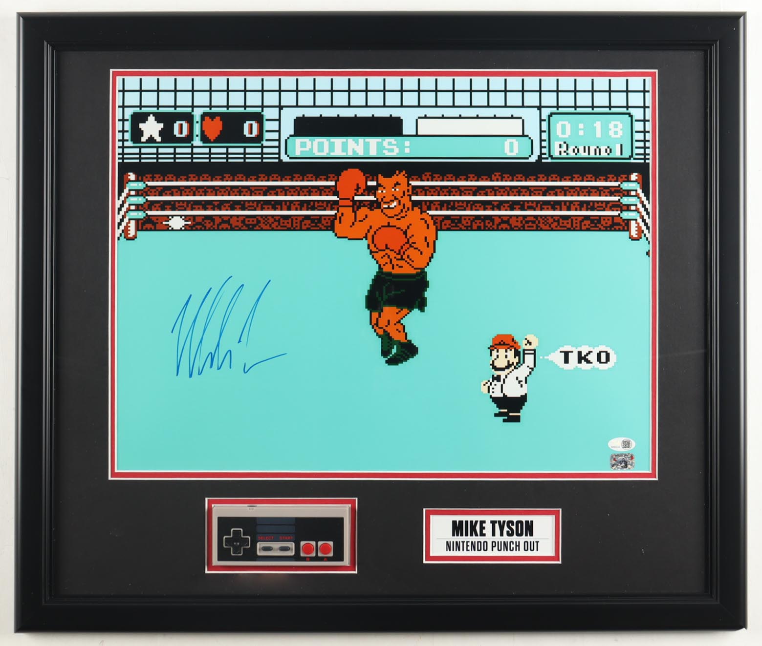 Mike Tyson Signed "Punch-Out!!" Custom Framed Photo Display with Nintendo Controller (Tyson & JSA) at PristineAuction.com Mike Tyson Signed "Punch-Out!!" Custom Framed Photo Display with Nintendo Controller (Tyson & JSA) at PristineAuction.com