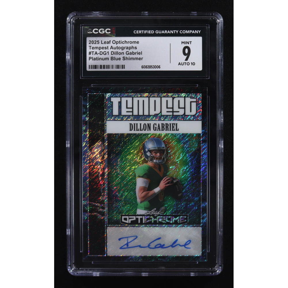 Dillon Gabriel 2025 Leaf Optichrome Tempest Platinum Blue Shimmer Autographs #TA-DG1 RC #3/7 (CGC 9 | Autograph Graded CGC 10) at PristineAuction.com