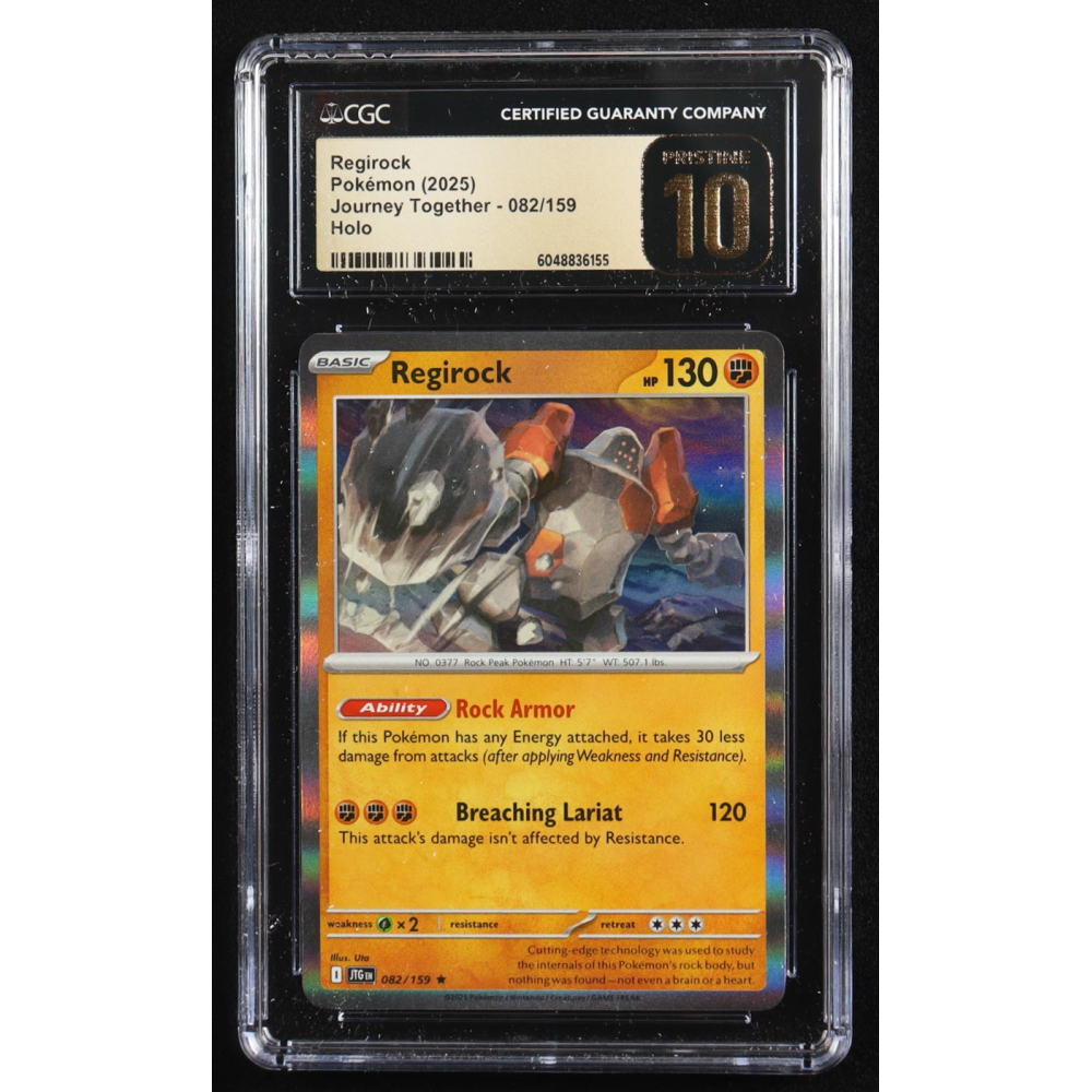 Regirock 2025 Pokemon Journey Together #082 (CGC Pristine 10) at PristineAuction.com
