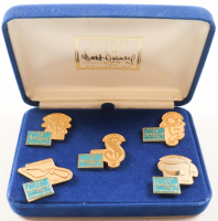 Disney Classics Vintage Gold Pin Set in Blue Felt Original Disney Box at PristineAuction.com