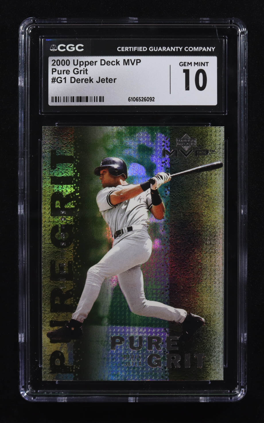 Derek Jeter 2000 Upper Deck MVP Pure Grit #G1 (CGC 10) at PristineAuction.com Derek Jeter 2000 Upper Deck MVP Pure Grit #G1 (CGC 10) at PristineAuction.com