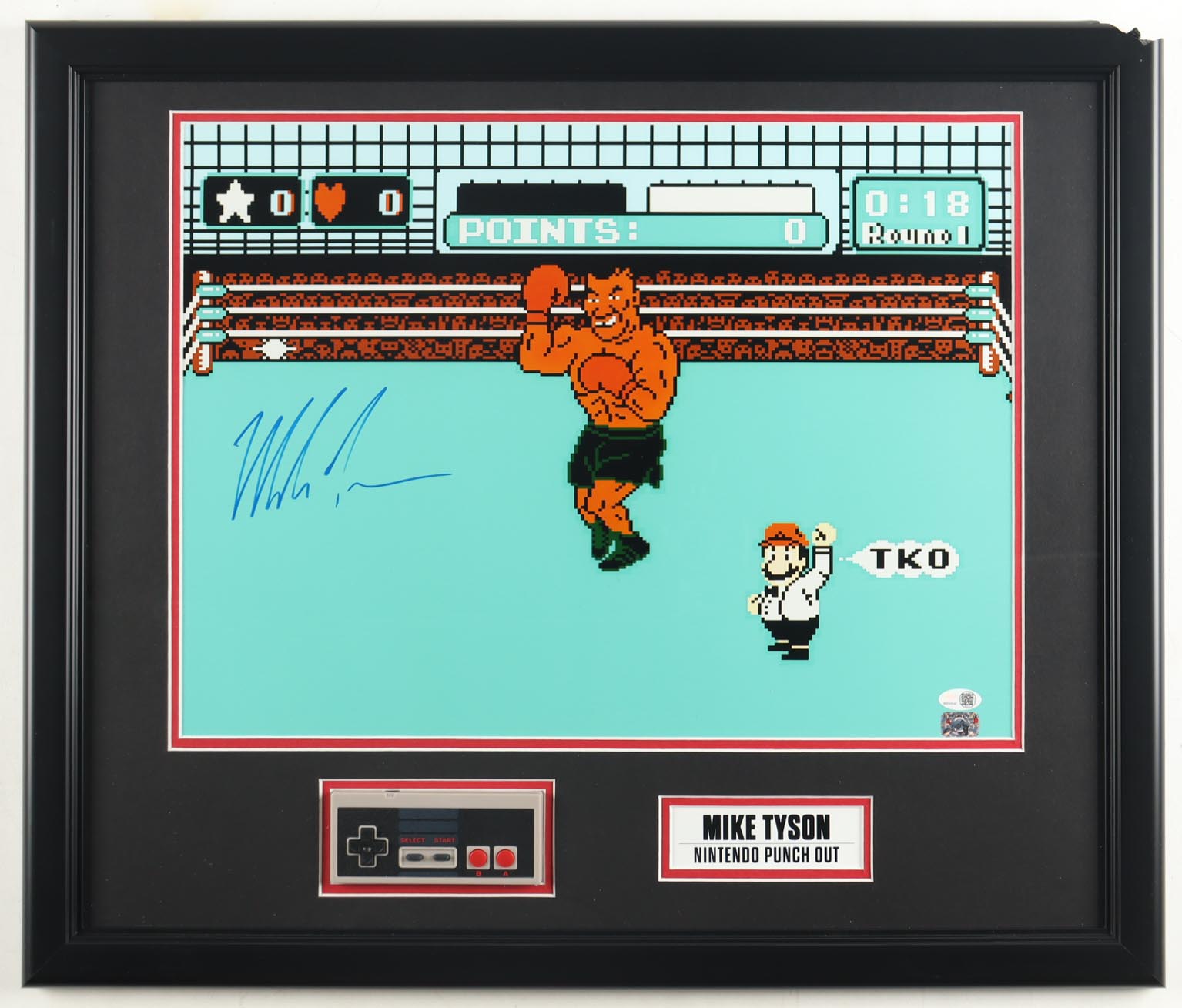 Mike Tyson Signed "Punch-Out!!" Custom Framed Photo Display with Nintendo Controller (Tyson & JSA) at PristineAuction.com Mike Tyson Signed "Punch-Out!!" Custom Framed Photo Display with Nintendo Controller (Tyson & JSA) at PristineAuction.com