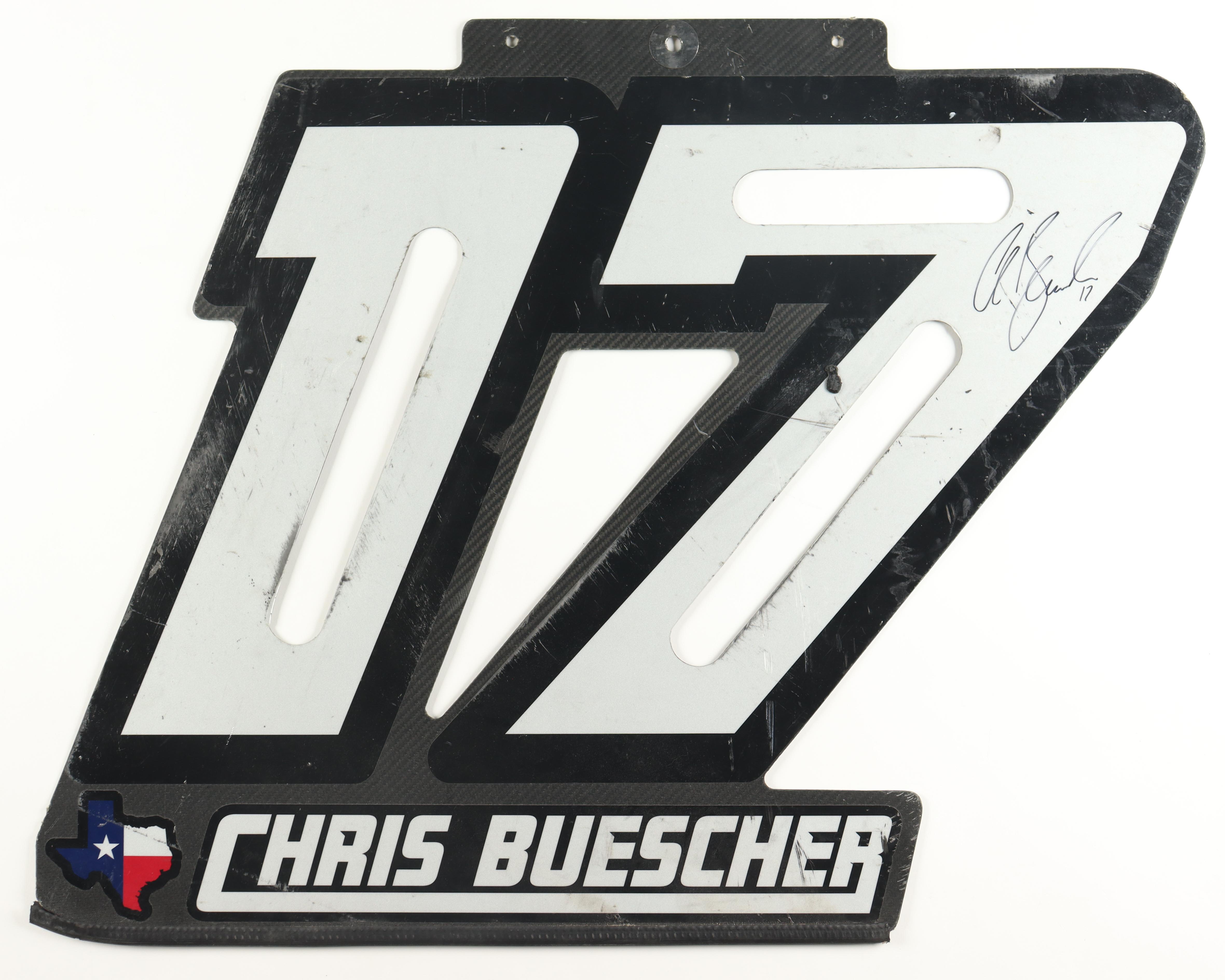 Chris Buescher Signed "17" Race-Used Pit Board (PA) at PristineAuction.com Chris Buescher Signed "17" Race-Used Pit Board (PA) at PristineAuction.com