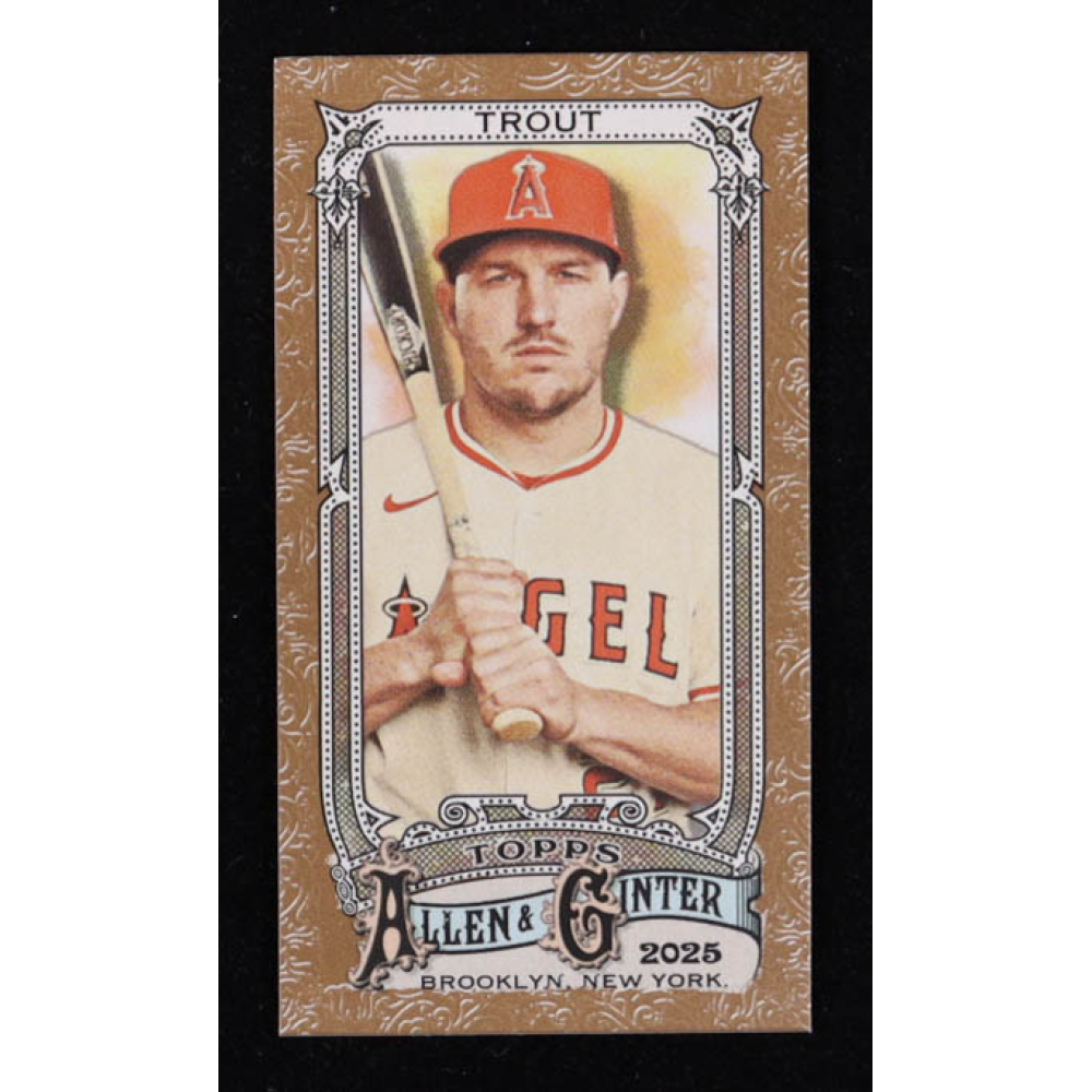 Mike Trout 2025 Topps Allen and Ginter Mini Gold Border #100 at PristineAuction.com