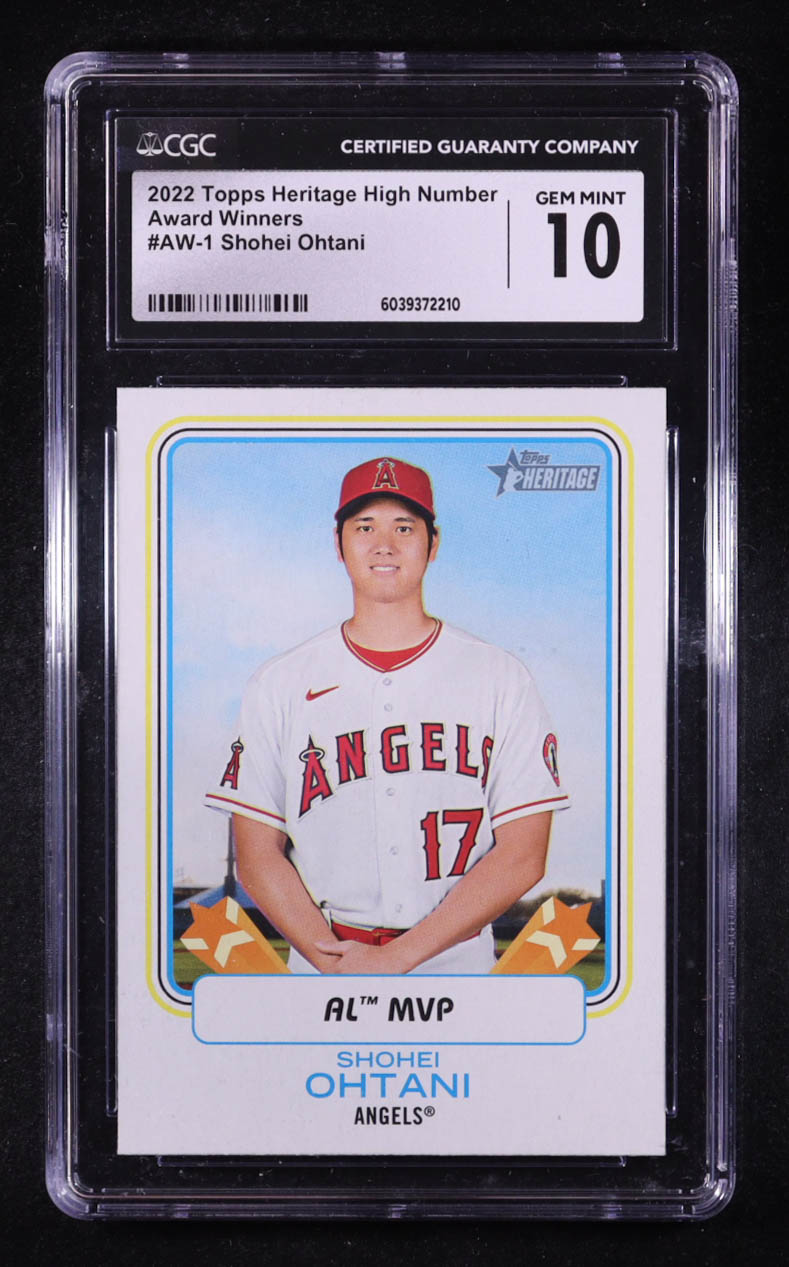Shohei Ohtani 2022 Topps Heritage High Number Award Winners #AW1 (CGC 10) at PristineAuction.com Shohei Ohtani 2022 Topps Heritage High Number Award Winners #AW1 (CGC 10) at PristineAuction.com