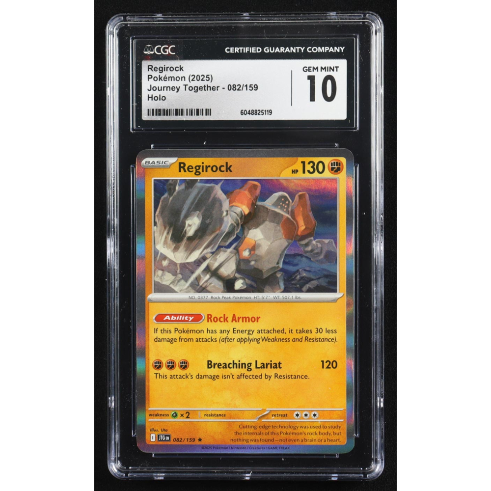 Regirock 2025 Pokemon Journey Together #082 (CGC 10) at PristineAuction.com
