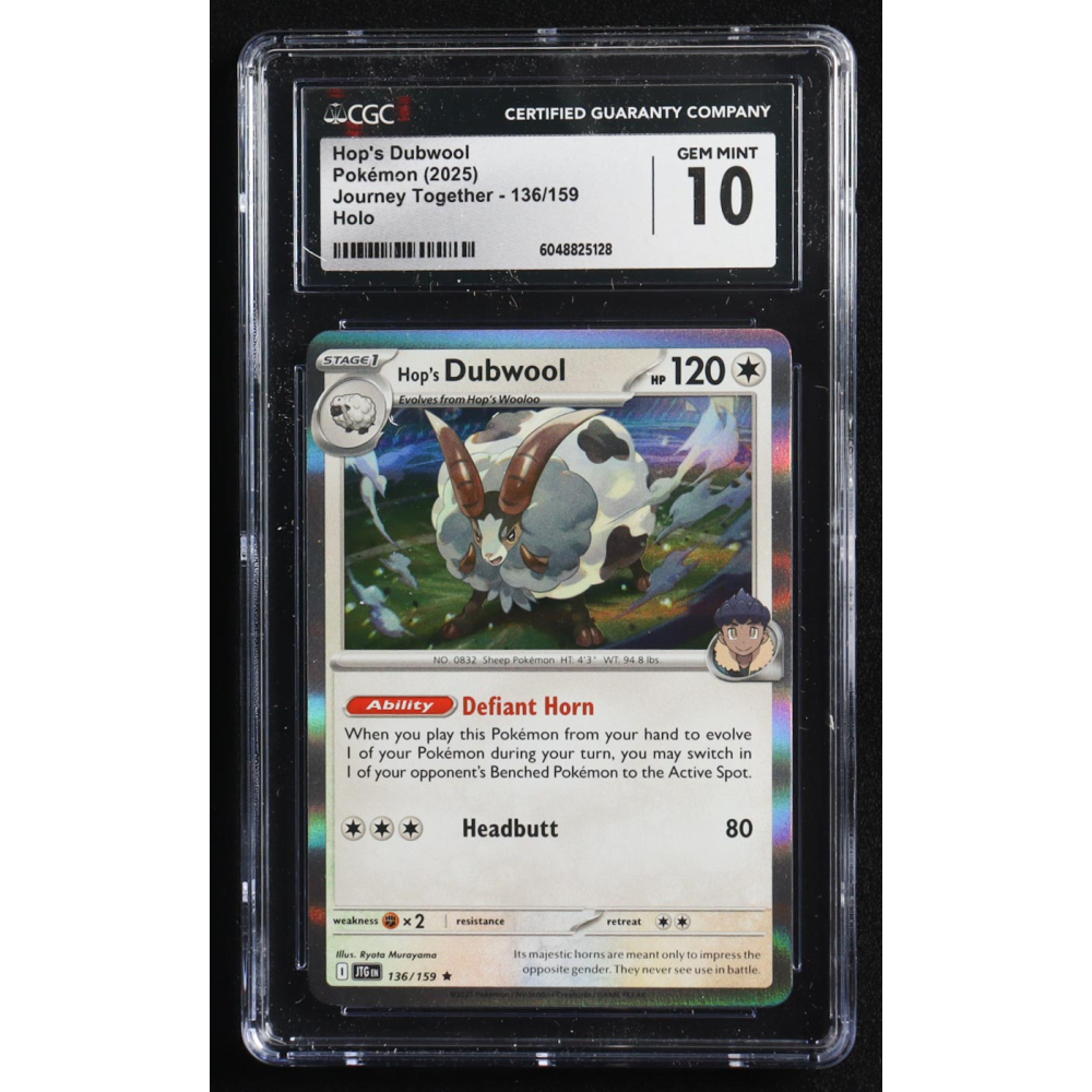 Hop's Dubwool 2025 Pokemon Journey Together #136 (CGC 10) at PristineAuction.com