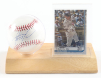 Fernando Tatis Jr. Signed OML Baseball With 2019 Topps Chrome Update #54 Trading Card & Acrylic Display Stand (JSA) at PristineAuction.com