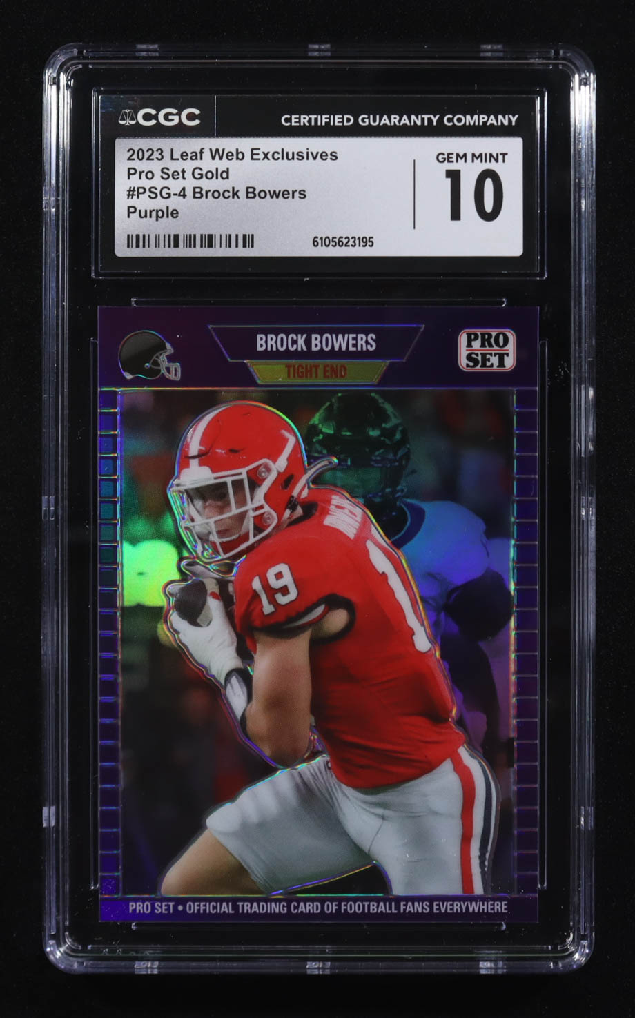 Brock Bowers 2023 Leaf Web Exclusives Pro Set Purple #PSG4 #01/15 (CGC 10) at PristineAuction.com Brock Bowers 2023 Leaf Web Exclusives Pro Set Purple #PSG4 #01/15 (CGC 10) at PristineAuction.com