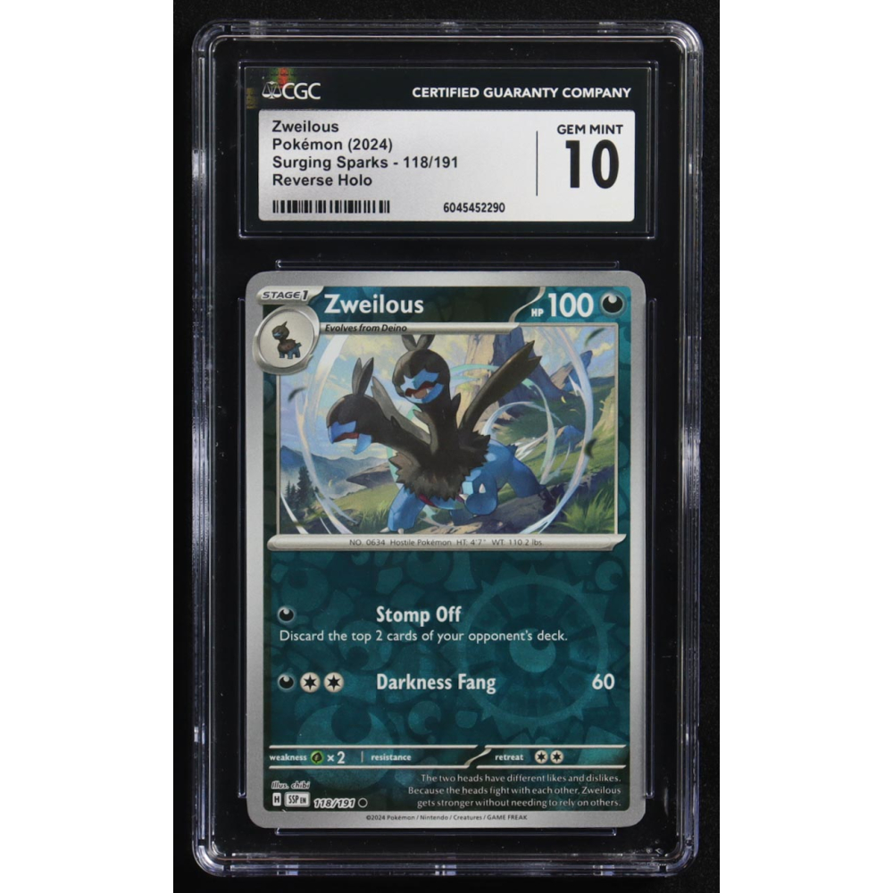 Zweilous 2024 Pokemon Surging Sparks #118 (CGC 10) at PristineAuction.com