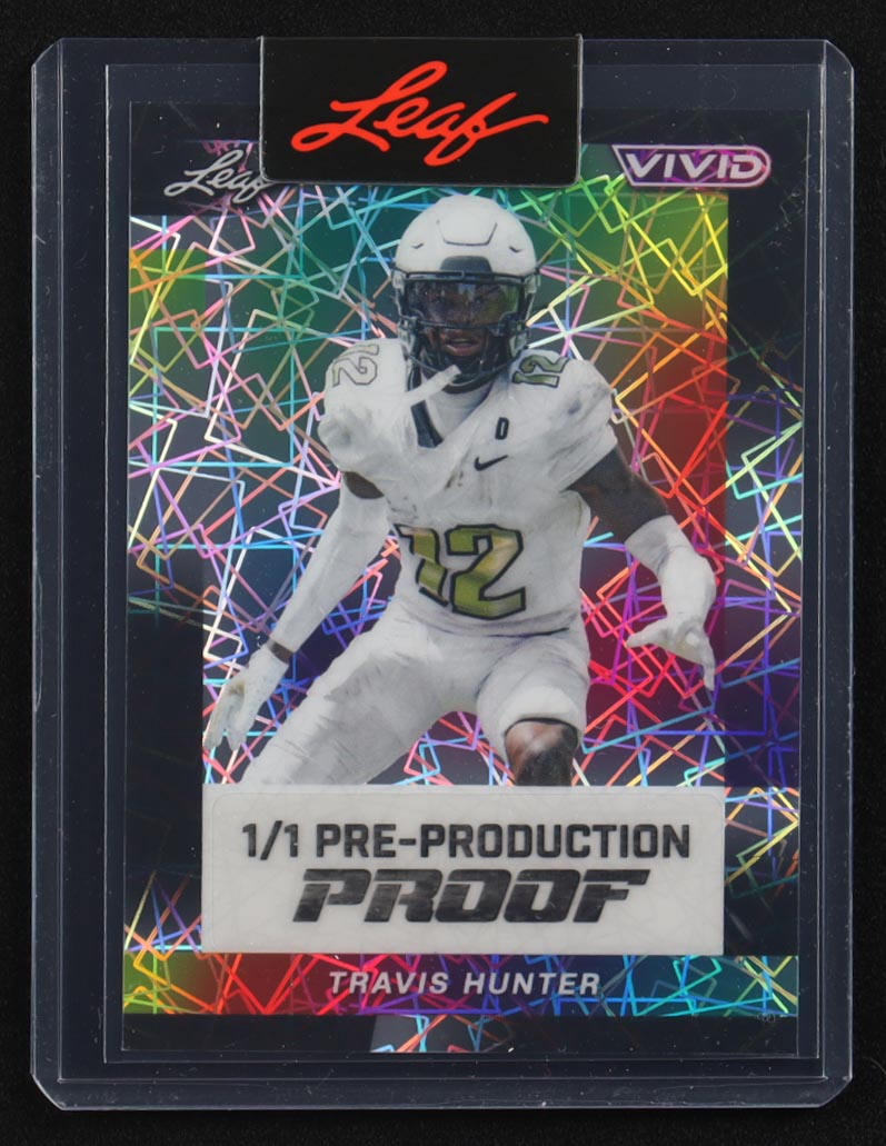 Travis Hunter 2024 Leaf Vivid Disco #1/1 Pre-Production Proof RC at PristineAuction.com Travis Hunter 2024 Leaf Vivid Disco #1/1 Pre-Production Proof RC at PristineAuction.com