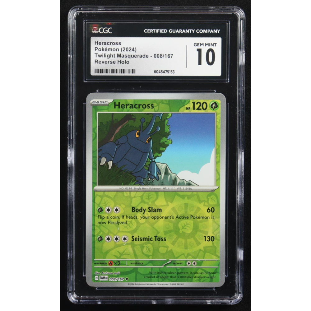 Heracross 2024 Pokemon Twilight Masquerade #008 (CGC 10) at PristineAuction.com