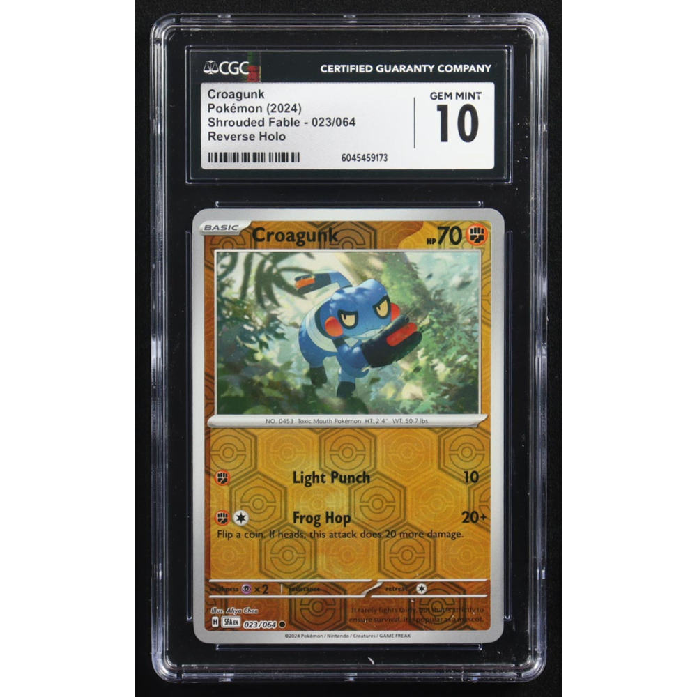 Croagunk 2024 Pokemon Shrouded Fable #023 (CGC 10) at PristineAuction.com