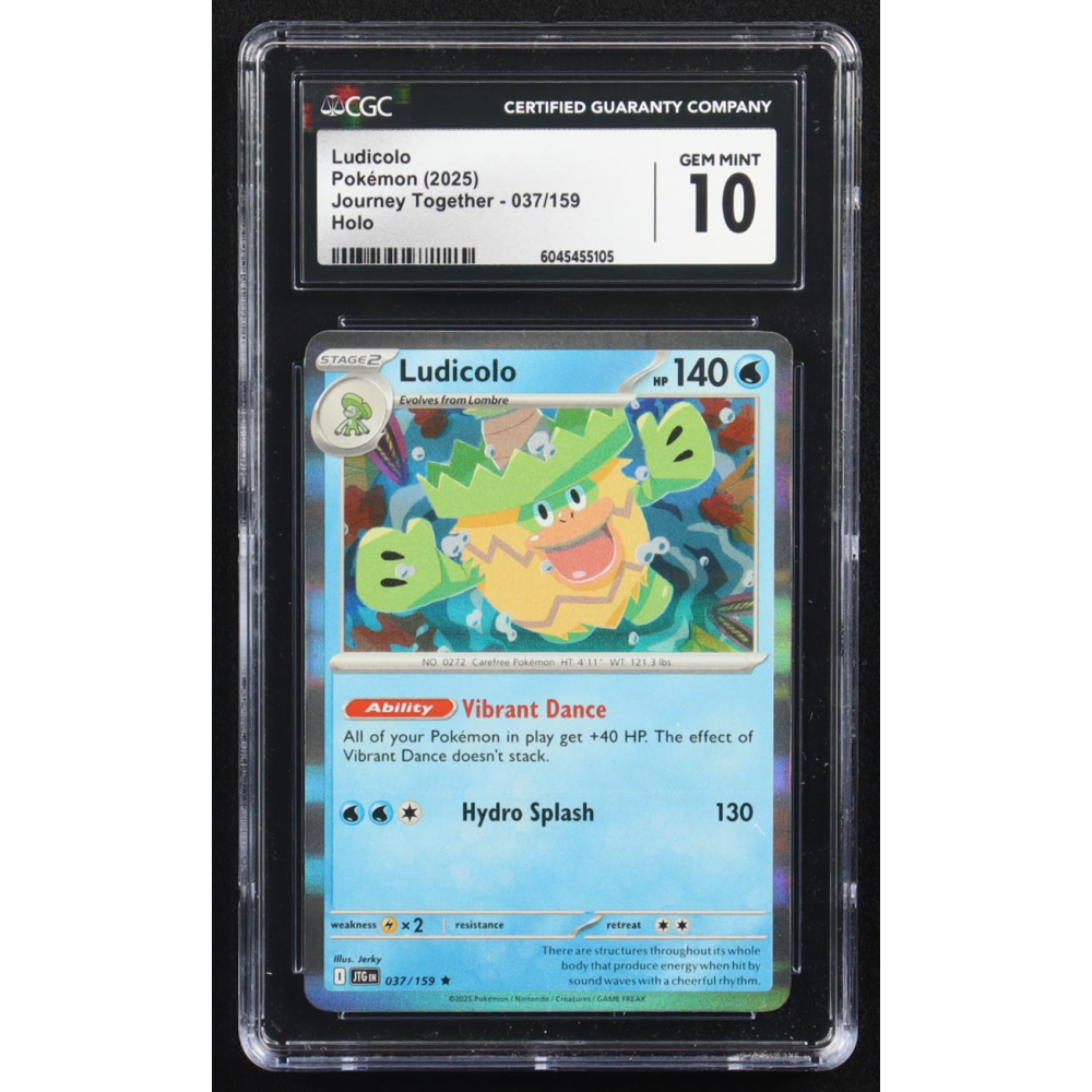 Ludicolo 2025 Pokemon Journey Together #037 (CGC 10) at PristineAuction.com